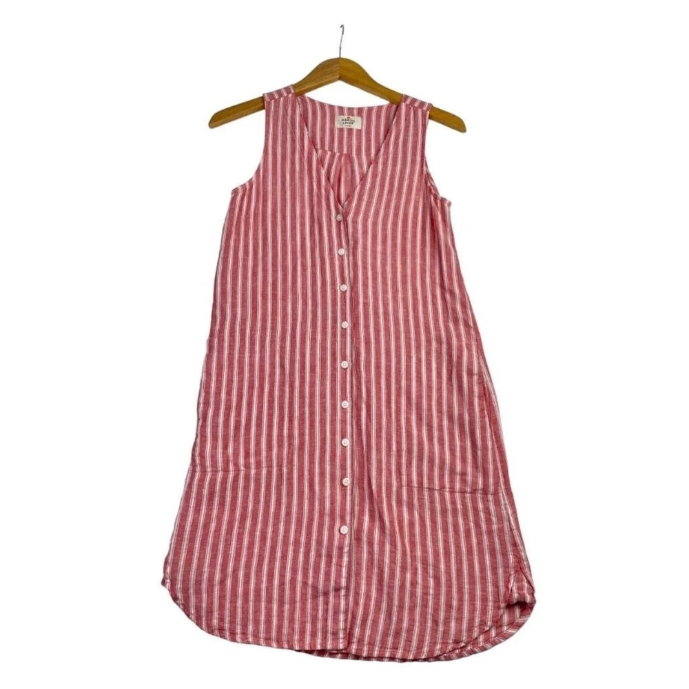 Marine Layer Red and White Striped Linen Blend Fabric - Picture 5 of 5